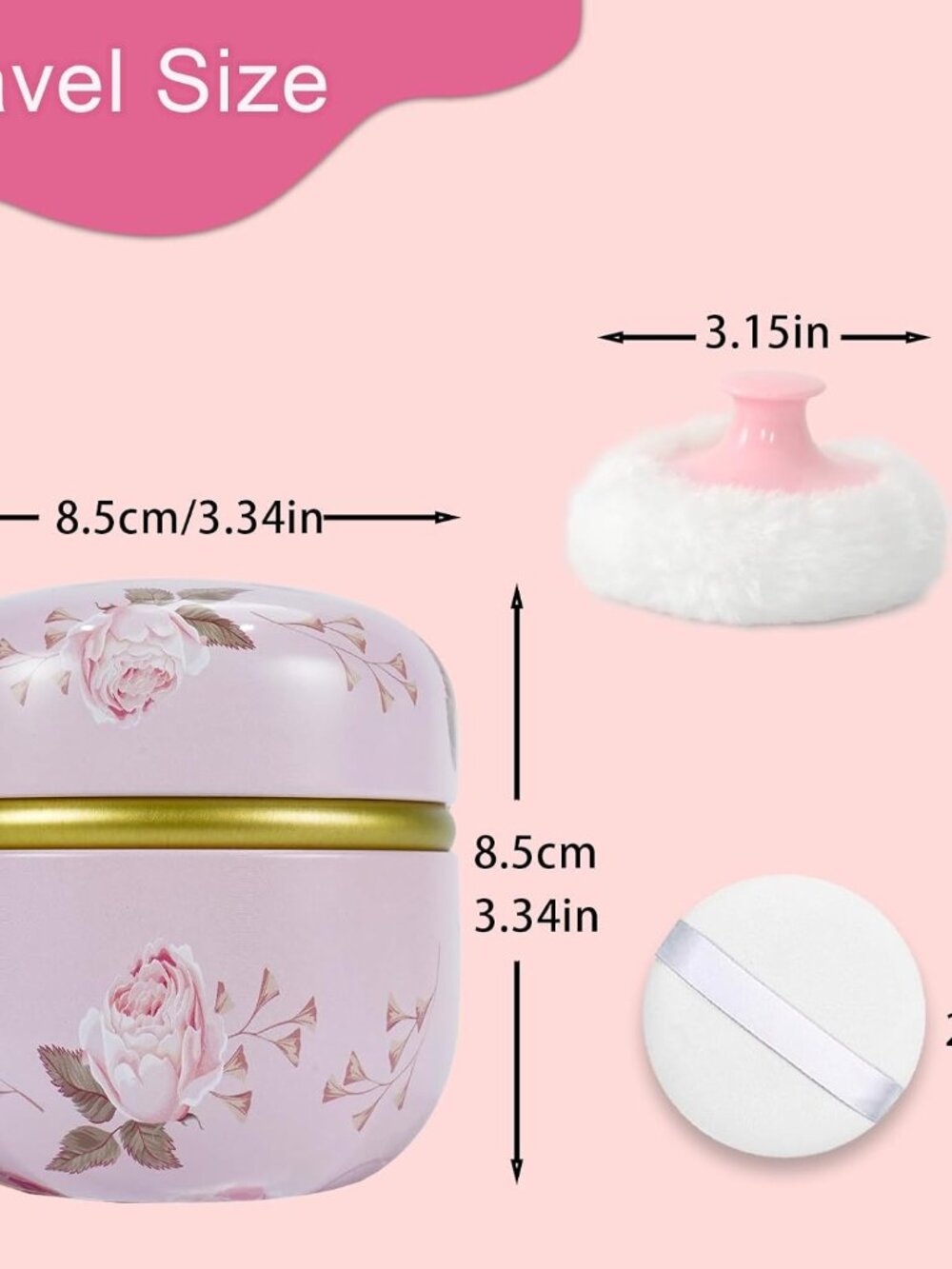 Body Powder Puff and Container, 3.15" Portable Empty Body Powder Container for B - Picture 6 of 8